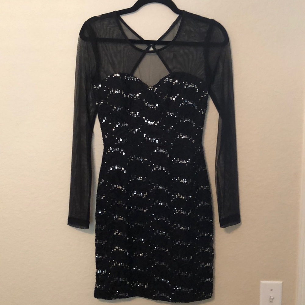 City Triangles - Black lace body con dress.